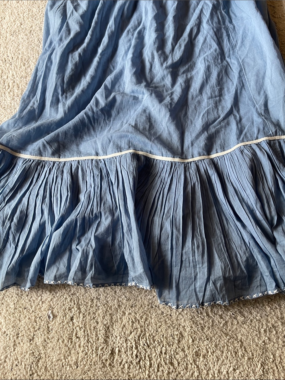 Free People Tip Toeing Tulip Embroidered Gauze maxi Blue Dress - Picture 7 of 9